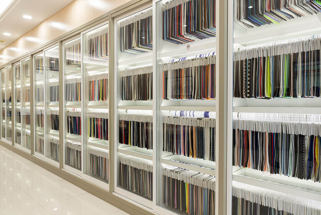 Our showroom of various fabrics